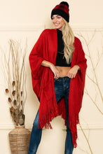 Load image into Gallery viewer, Justin Taylor Fringe Hem Open Front Knit Poncho
