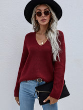 Load image into Gallery viewer, Deep V Rib-Knit Sweater
