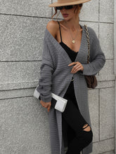 Load image into Gallery viewer, Horizontal Ribbing Dropped Shoulder Cardigan
