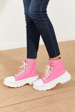 Load image into Gallery viewer, Berness Stick To It Platform Lace-Up Booties in Hot Pink
