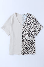 Load image into Gallery viewer, Leopard Color Block V-Neck Blouse
