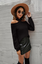 Load image into Gallery viewer, Cropped Halter Cold Shoulder Sweater
