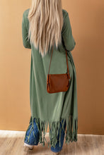 Load image into Gallery viewer, Fringe Hem Open Front Thumbhole Sleeve Duster Cardigan
