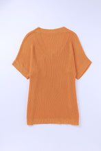 Load image into Gallery viewer, Side Slit V-Neck Short Sleeve Sweater
