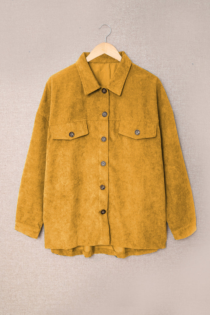 Corduroy Long Sleeve Button-up Shirt Jacket