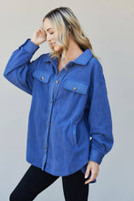 Load image into Gallery viewer, Heimish Full Size Button-Up Shirt Jacket in Denim Blue
