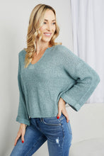 Load image into Gallery viewer, Mine and E&amp;M Full Size Three-Quarter Sleeve Notched Sweater
