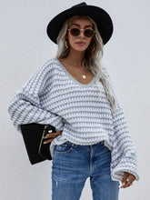 Load image into Gallery viewer, Striped Horizontal Ribbing Scoop Neck Sweater
