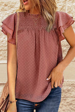 Load image into Gallery viewer, Layered Flutter Sleeve Smocked Blouse
