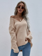 Load image into Gallery viewer, Deep V Rib-Knit Sweater
