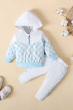 Load image into Gallery viewer, Baby Checkered Quarter-Zip Hoodie and Joggers Set
