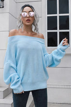 Load image into Gallery viewer, Off-Shoulder Ribbed Long Sleeve Pullover Sweater
