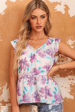 Load image into Gallery viewer, Floral V-Neck Peplum Tank
