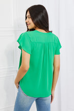 Load image into Gallery viewer, Sew In Love Just For You Full Size Short Ruffled Sleeve length Top in Green
