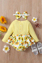 Load image into Gallery viewer, Baby Girl Floral Bow Detail Ribbed Bodysuit Dress
