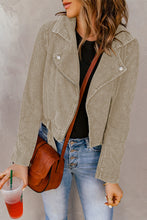 Load image into Gallery viewer, Belted Zip-Up Corduroy Jacket
