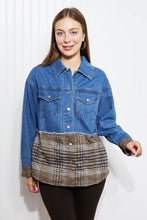 Load image into Gallery viewer, CY Fashion Porch Views Full Size Plaid Spliced Denim Jacket
