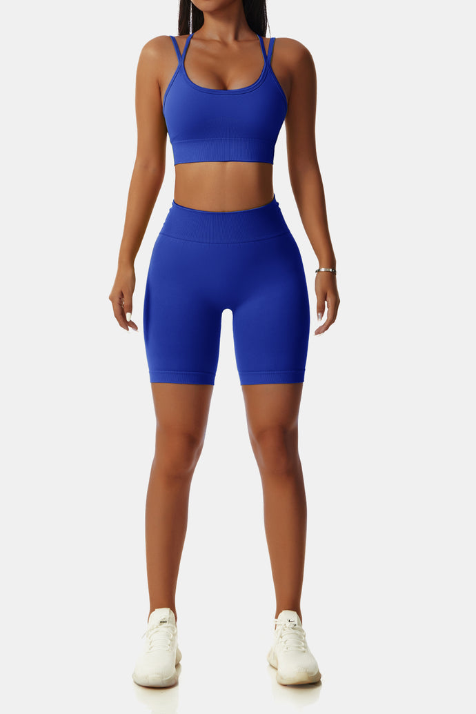 Crisscross Sports Bra and Biker Shorts Set