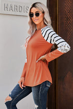 Load image into Gallery viewer, Leopard Panel Striped Raglan Sleeve Top
