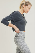 Load image into Gallery viewer, Light Waffle Knit V Detail Top In BLACK | DIBS 463
