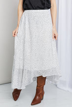 Load image into Gallery viewer, Zenana Polka Dot Ruffle Hem Midi Skirt in Ivory/Black
