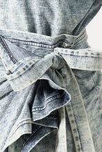 Load image into Gallery viewer, Acid Wash Denim T-Shirt and Side Tie Skirt Set
