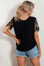 Load image into Gallery viewer, Strappy Neck Spliced Lace Top
