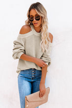 Load image into Gallery viewer, Cold Shoulder Cutout Back Rib-Knit Sweater
