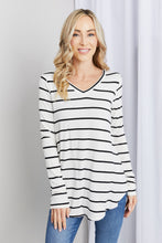 Load image into Gallery viewer, Zenana Full Size Striped V-Neck Long Sleeve Top
