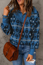 Load image into Gallery viewer, Geometric Print Quarter-Zipper Sweater
