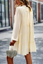 Load image into Gallery viewer, Tied Ruffle Collar Puff Sleeve Mini Dress
