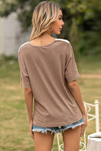 Load image into Gallery viewer, Color Block V Neck Tee
