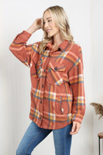 Load image into Gallery viewer, Zenana Pumpkin Spice Full Size Plaid Shacket in Rust

