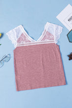 Load image into Gallery viewer, Girls Spliced Lace V-Neck Tee Shirt

