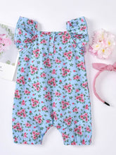 Load image into Gallery viewer, Baby Girl Printed Bow Detail Square Neck Romper
