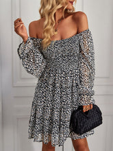Load image into Gallery viewer, Floral Smocked Ruffle Hem Flounce Sleeve Dress
