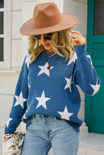 Load image into Gallery viewer, Star Pattern Dropped Shoulder Ribbed Trim Sweater
