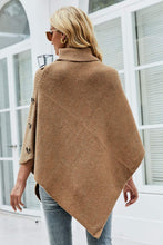 Load image into Gallery viewer, Handkerchief Hem Turtleneck Poncho Sweater
