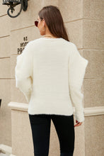 Load image into Gallery viewer, Woven Right Puff Sleeve V-Neck Fuzzy Cardigan
