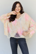 Load image into Gallery viewer, POL Mix It Up Tie Dye Hooded Distressed Sweater in Ivory/Pink
