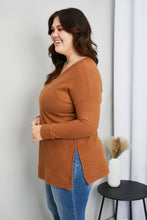 Load image into Gallery viewer, Zenana Full Size Waffle-Knit Slit V-Neck Tunic Top
