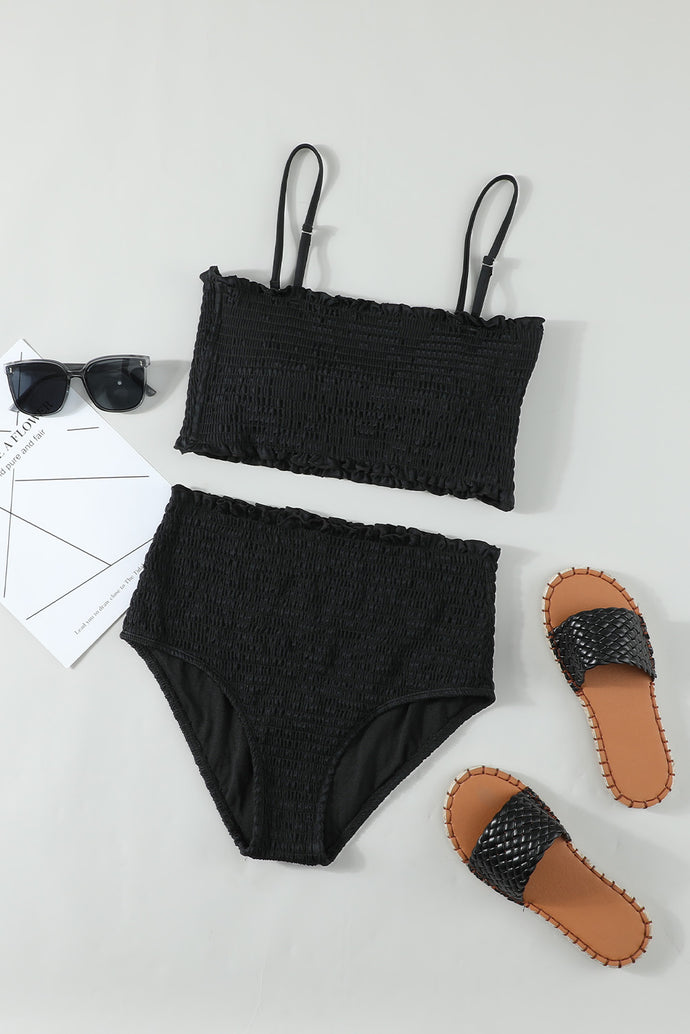 Frill Trim Smocked Two-Piece Swimsuit