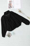 Spliced Lace Frilled Neck Blouse