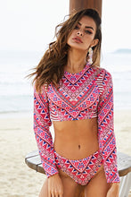 Load image into Gallery viewer, Geometric Print Long Sleeve Swim Set
