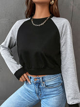 Load image into Gallery viewer, Two-Tone Raglan Sleeve Cropped Sweatshirt
