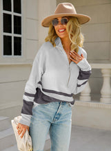 Load image into Gallery viewer, Striped Half-Zip Collared Sweater
