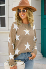 Load image into Gallery viewer, Star Pattern Dropped Shoulder Ribbed Trim Sweater
