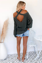 Load image into Gallery viewer, Cold Shoulder Cutout Back Rib-Knit Sweater

