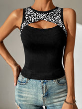 Load image into Gallery viewer, Leopard Cutout Round Neck Tank
