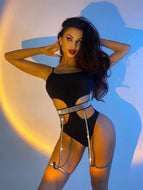 Glitter Cutout Spaghetti Strap One-Piece Swimsuit